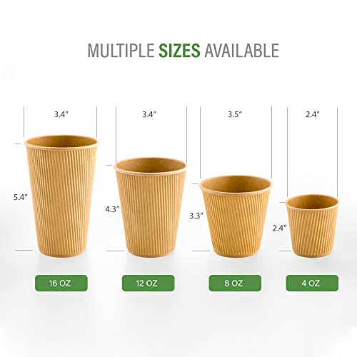 Restaurantware Ripple Wall Coffee Cups 500 Count 4 Ounce Insulated Kraft Paper Cups, Rolled Rim Spill-Resistant Disposable Paper Non-Slip for Coffee, Beverages by Restaurantware - Image 3
