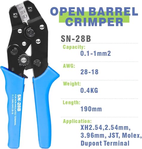 Image of COMTECH SN28B Electric Crimping tool Dupont Pin Socket Terminal 18-28 AWG (0.1-1.0mm ) For JST-SM Terminal Ratchet Crimper cable For 2.54mm 3.96mm KF2510 Connector plier tool Electric Wires