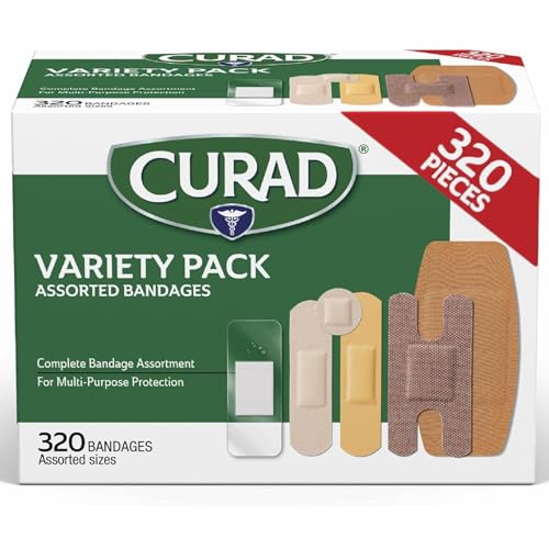 Image of CURAD Assorted Bandages Bulk Variety Pack | 320 Count |5 Styles Including Waterproof, Sheer, Plastic, Heavy Duty & Flex-Fabric | First Aid Kit Essentials | Protects Scrapes, Cuts & Burns