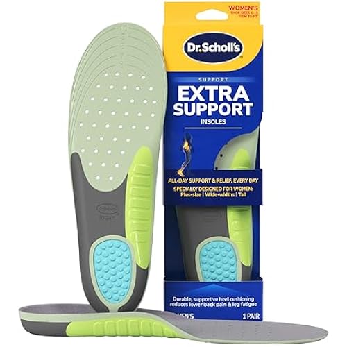 Dr. Scholl's Extra Support Shoe Insoles for Women, Size 6-11, 1 Pair: Designed for Plus-Size and Tall Women, Arch Inserts - Helps Reduce Lower Back Pain and Foot & Leg Fatigue