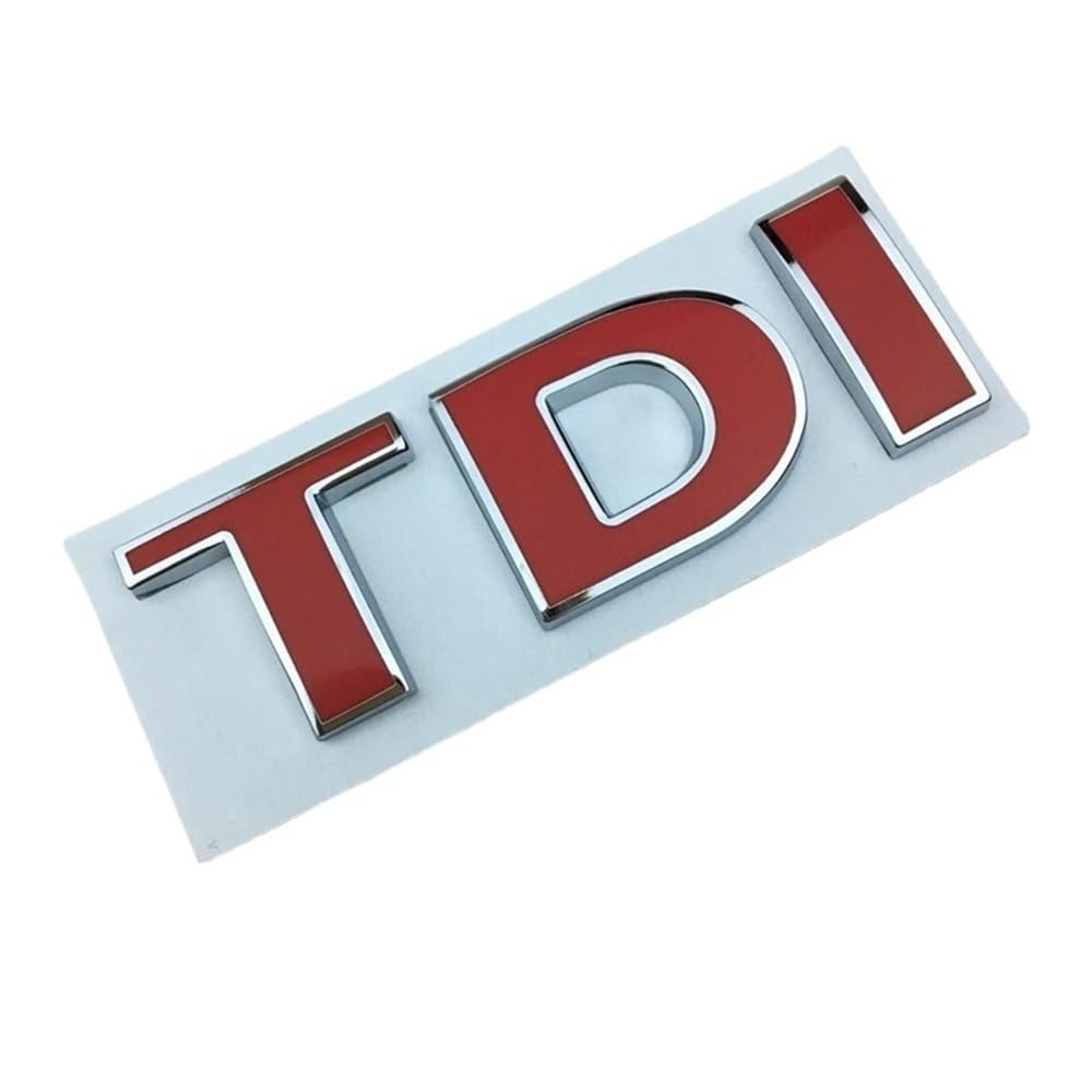 Generico Adatto For Volkswagen Adesivo For Auto In Metallo Modificato Logo TDI, Laterale, Coda, Griglia, Sportivo(TD silver I red)
