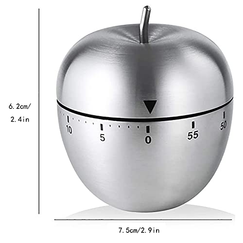 Temporizador mecânico Apple de aço inoxidável para cozinha de metal com alta contagem regressiva (Ap