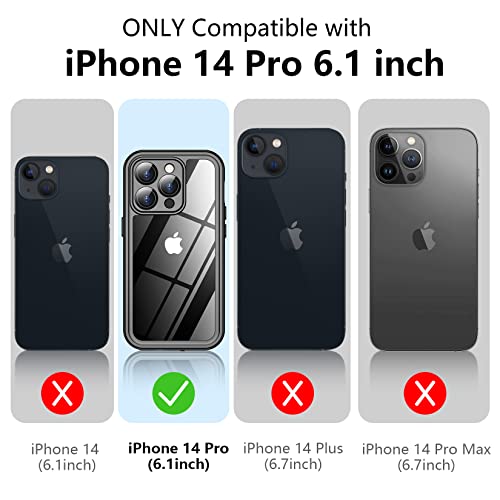 Temdan For Iphone 14 Pro Case Waterproof,Built-In 9H Tempered Glass Screen Protector [Ip68 Underwater][14Ft Military Dropproof][Dustproof][Real 360] Full Body Shockproof Phone Case-Black/Clear #TOP1