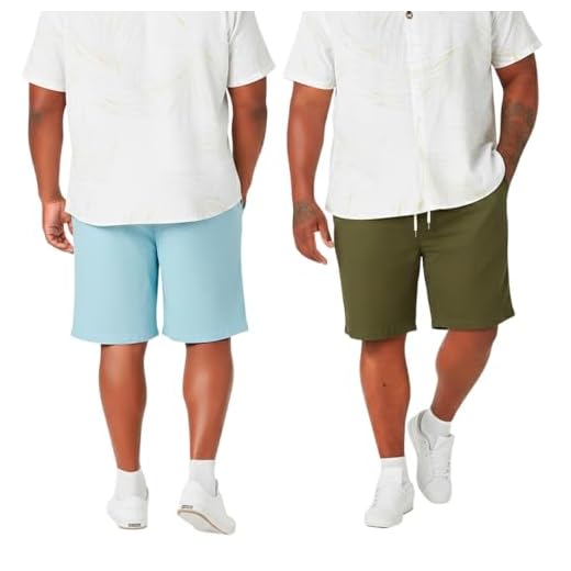 Kit 2 Bermuda Short Plus Size Linho Masculina Mauricinho G1 G2 G3 G4 Curto Bolso Faca Diversas Cores (BR, Alfa, 4G, Plus Size, Regular, Azul/Verde)