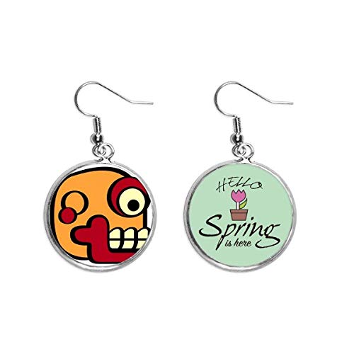 Pendientes de calavera india con dibujo de arte abstracto para primavera