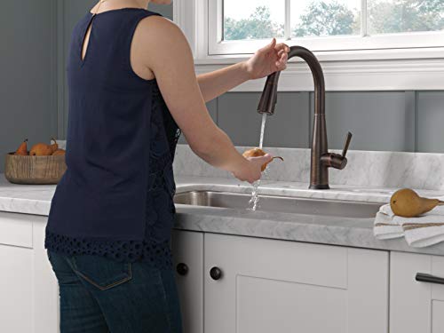 Image of Delta Essa Oil Rubbed Bronze Touch Kitchen Faucet with Pull Down Sprayer, Modern Single Hole Touch On Kitchen Sink Faucet, Single Handle, Venetian Bronze 9113T-RB-DST