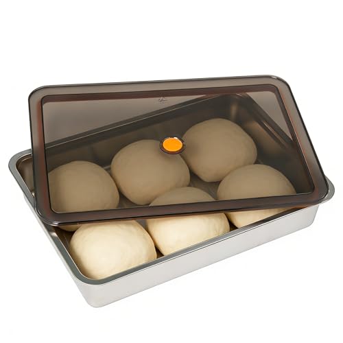 Bofanze Boite Alimentaire Inox avec Couvercle,33*23*7cm,Boîte de Fermentation pour Pizza Boite Hermetique Alimentaire Inox Boite de Conservation Alimentaire...