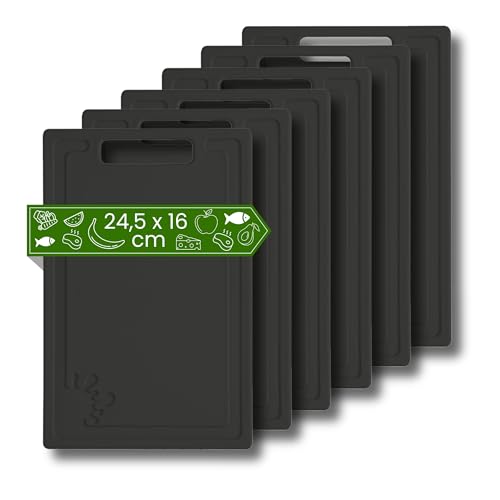 Frühstücksbrettchen aus Kunststoff (6er Set Schwarz - 24,5x16 cm Klein) - Brettchen Spülmaschinenfest - Frühstücksbretter - Kleines...