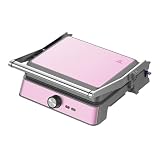 Westinghouse Retro Contact Grill – 29 x 24 cm – 180° para tostar en ambos lados – 2200W – Parrilla – Ajuste de la temperatura – Rejilla para panini – Tostadora – Rosa
