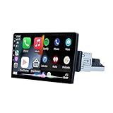 FINYQBET Multimídia 1 Din, 10 Polegadas com CarPlay e Android Auto, Câmera de Visão Traseira, Bluetooth 5.1, Tela Sensível ao Toque HD - A escolha perfeita para segurança e conforto automotivo