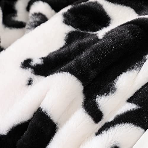 Rynghipy Black White Cow Print Bed Blanket Flannel Fleece Throw Blankets For Boys And Girls Lightweight Fuzzy Plush Blanket For Bedroom Living Room Sofa Couch (Black White, 63''X79'') #TOP5