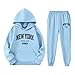 Girls Clothes 2 Piece Fashion Fall Outfits Oversize Pullover Sweatshirt and Sweatpant Sweatsuit Sets with Pockets Sky Blue
