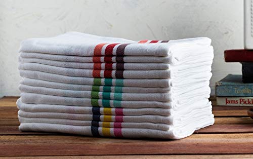 Cotton Carnival Küchentücher, 100% Baumwolle Super Absorbent Geschirrtücher, Set mit 12 Fischgrätenhandtüchern aus Fischgrätenmuster, 18"x 28", Gehrungsecken Geschirrtuch Cover