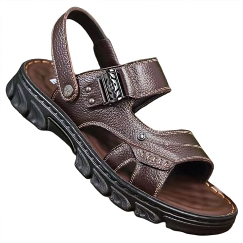 Premium Comfort Cut Out Leather Convertible Flip-back Outdoor Sandals Sildes Summer Slippers For Men Indoor Footwear