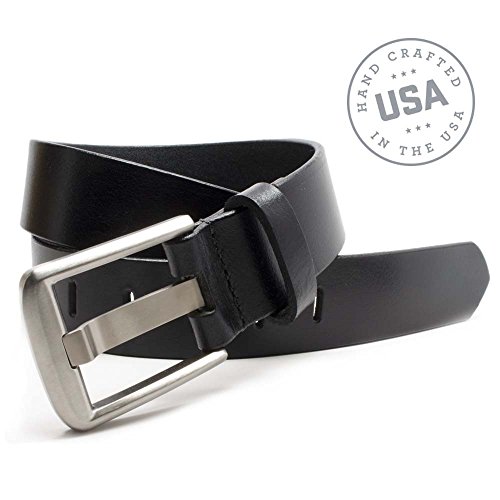 Image of Titanium Wide Pin Belt - USA Made Full Grain Leather Belt with Certified Nickel Free Titanium Buckle