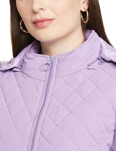 Image of Qube By Fort Collins Women's Regular Fit Bomber Jacket with Detachable Hood - Stylish & Comfortable Winter Wear |Material: Polyester