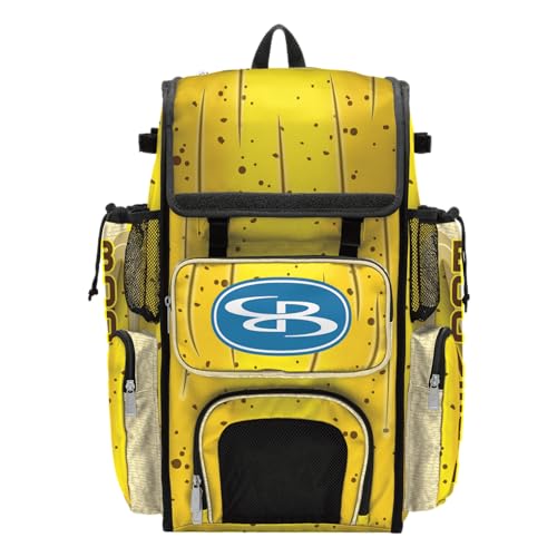 Boombah Superpack Bat Bag - Backpack Version (no wheels) - Holds 4 Bats - Banana Blast Yellow/Gold/Brown