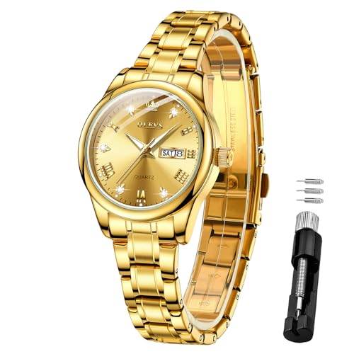 Image of OLEVS Women Watch Stainless Steel Waterproof Diamond Small Face Quartz Analog Ladies Watches Fashion Gold Dial Women Wrist Watch