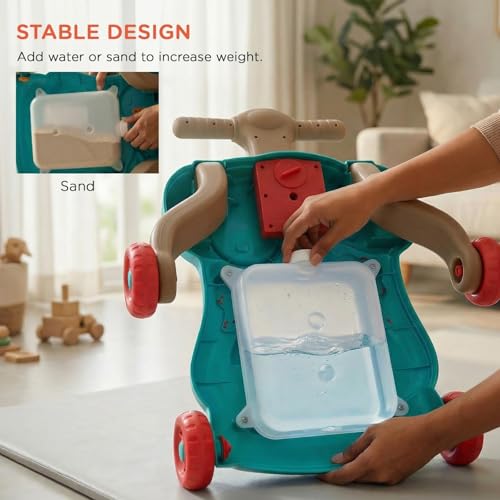 Image of Baybee Lilo Baby Walker for Kids, Baby Push Walker with Music, Rotating Gears & Grip Handle | Activity Kids Walker for Baby Toddlers | Walkers for 0 to 2 Years Boy Girl (Teal Green)