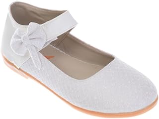 HA Girls Ballet Flat Shoes With Glitter,Leather Strap and Transparent Sides