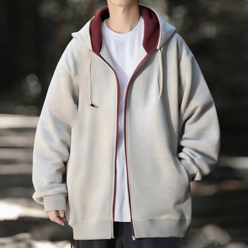 Mens Zip Up Hoodie Casual Fashion Drawstring Hooded Sweatshirts Men Color Block Fall Shirt Long Sleeve with Pocket2