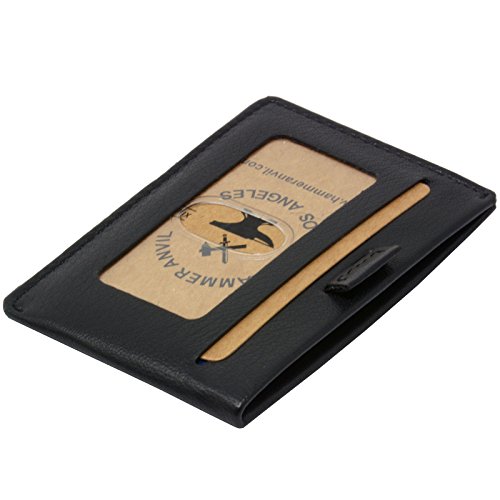 HAMMER ANVIL Mens Minimalist Front Pocket Wallet RFID Safe Leather Easy Pull Tab Black2