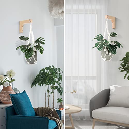 Jinsuozhi 2Pack Wooden Hanging Plants Bracket Indoor,6 Inch Hooks For Hanging Plants,Plant Hanger Hook For Wind Chimes,Planters, Flower Baskets, Lantern (A) #TOP3