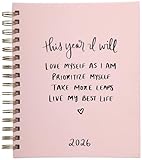 WORLD TRAVELER 2026 Planner Weekly and Monthly - 7'' x 8.75'' Hard Cover January December Spiral Daily Planner 2026 To Do List, Size 7X8.75, Pink This Year