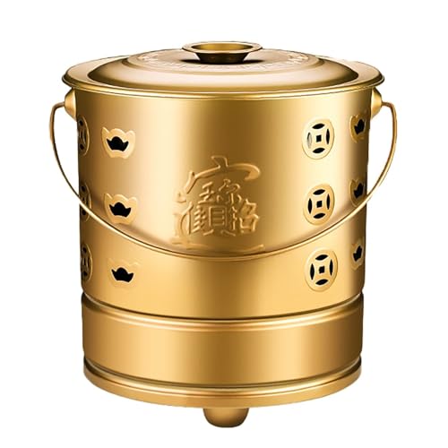 Burn Barrel - Jaula incineradora de metal, hoguera al aire libre para residuos de patio con tapa y asa, ideal para eliminación de papel y hojas en jardín o patio