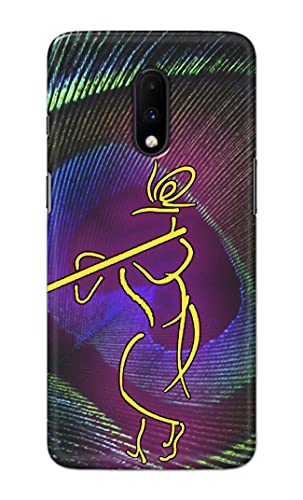 Image of PRINTFIDAA Lord Krishna On Peacock Feather Hard Back Cover for OnePlus 6T / OnePlus 7 Back Cover -(P6) KAT1007
