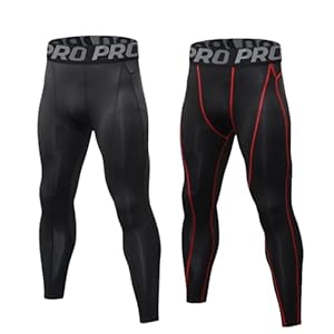 2 Pack Men’s Running Leggings Sports Compression Tights Cool Dry Base Layer for Workout Athletic Training Cycling Gym