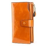 YALUXE Women's Genuine Leather Wallet RFID Blocking Multi Card Holder with Cell Phone Pocket