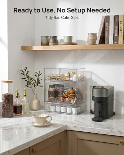 Image of Vtopmart Stackable Storage Drawers Set of 5, Clear Plastic Organizer Bins for Baby Bottle, Beauty Supplies Storage, Ideal for Kichen Countertop, Vanity, Bathroom, Cabinet, Pantry Organization