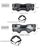 Voarge Sonnenbrille für Hunde UV Schutzbrille, Sonnenbrille mit Einstellbar Gummiband, Winddichte Hunde Motorradbrille, Schwarz, M