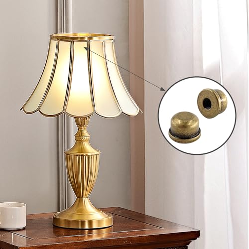 Image of 4PCS Solid Lamp Finials Caps Tapped, Knob On Top of The Harp Lampshade Stand, Harp Lamp Finial Knob, 1 /2 inch Tall, Gold