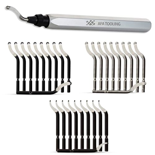 Image of AFA Tooling - Deburring Tool with 10 BS1010, 10 BS1018, 10 BK3010, HSS Blades - Works on Metal, Resin, PVC, 3D Printed Plastic Edges - for Copper and PVC Pipes, 3D Printing, Resin Art, and Metal Work