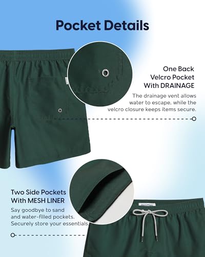 Image of maamgic Mens Swim Trunks 5 Inch with Mesh Lining, Quick Dry Mens Bathing Suit, Swim Shorts for Swimming and Beach