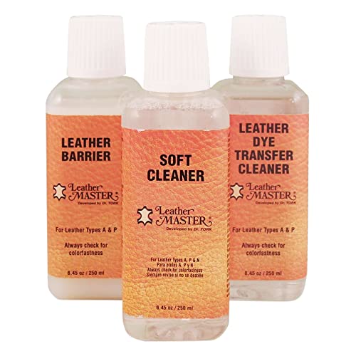 Leather Master Dye Transfer Cleaning Bundle - Repairs, Cleans, and Conditions. Will Remove Color and Dye Transfers from Furniture. Ideal for Couch, Boot, Car...