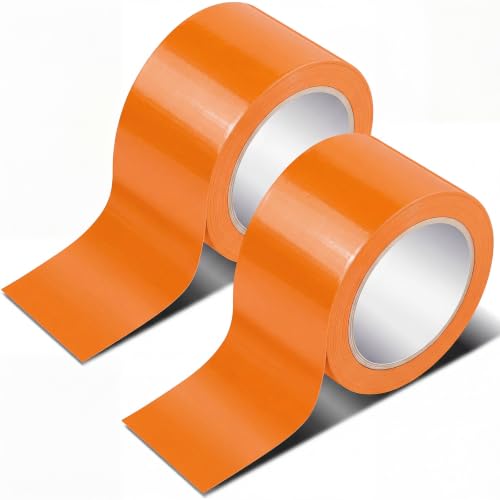 Image of Pangda 2 Rolls Dance Floor Vinyl Tape Durable Tape Splicing Strong Adhesion No Residue for Gym Dance Room Restaurants Kitchen Floor Safety Marking(Orange,36 yd X 2 in)