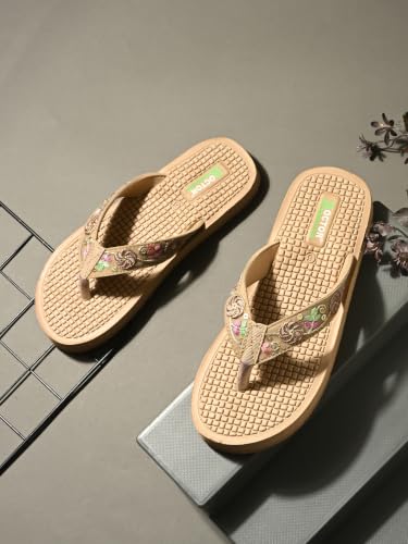 Image of DOCTOR HEALTH SUPER SOFT Women Flip Flops Slippers | Embroidered Comfortable Toe-Ring Sandals for Women | Lightweight Soft Cushioned Everyday Wear Casual Chappals