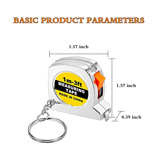 Merkaunis 50 Pcs Keychain Tape Measure, Functional Pocket Tape Measure, Small Tape Measure Retractable For Daily Use, Cloth Measuring, Body Measurement And Construction Party Favors, 3Ft #TOP2