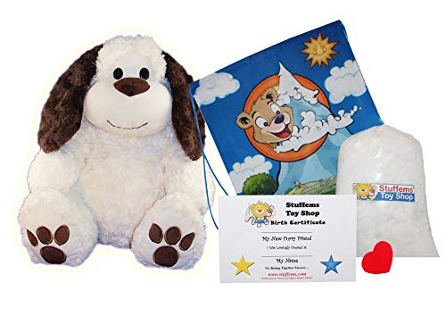Make Your Own Stuffed Animal 16" "Button The Dog - No Sew - Kit With Cute Backpack! #TOP9