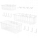 Pegboard Accessories Organizer, Peg Hooks & Pegboard Wall Mount Baskets Set and Hook Assortment 1/4