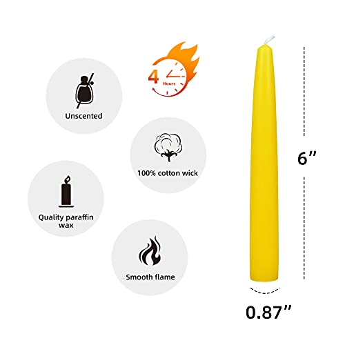 Zest Candle 12-Piece Taper Candles, 6-Inch, Yellow #TOP4