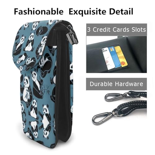 Sac à rabat en microfibre PU imprimé panda amusant pour smartphone - 3