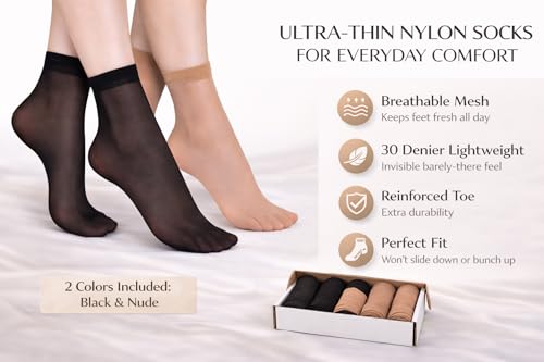 Image of Women's sheer knee high stockings, knee High Socks (Pack of 5 Pairs, Pack of 10 Pairs)