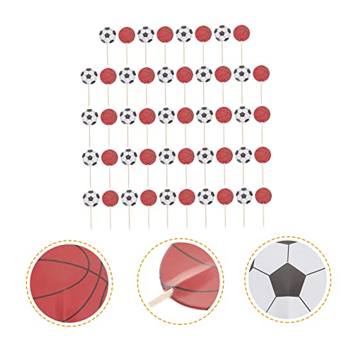 VICASKY 48 Unidades Inserção De Bolo De Basquete Lembrancinhas Esportivas Topo De Bolo Futebol Supri