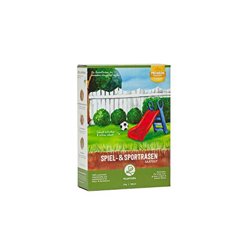 Plantura Spiel- & Sportrasen, 2 kg, strapazierfähiger Rasen für Kinder & Haustiere, Premium-Saatgut