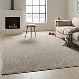 Mila Home Orla Beige Relief Alfombra – Parte inferior antideslizante – Alfombra cortable & Walker – Diseño moderno para sala de estar, pasillo y dormitorio (150 x 230)
