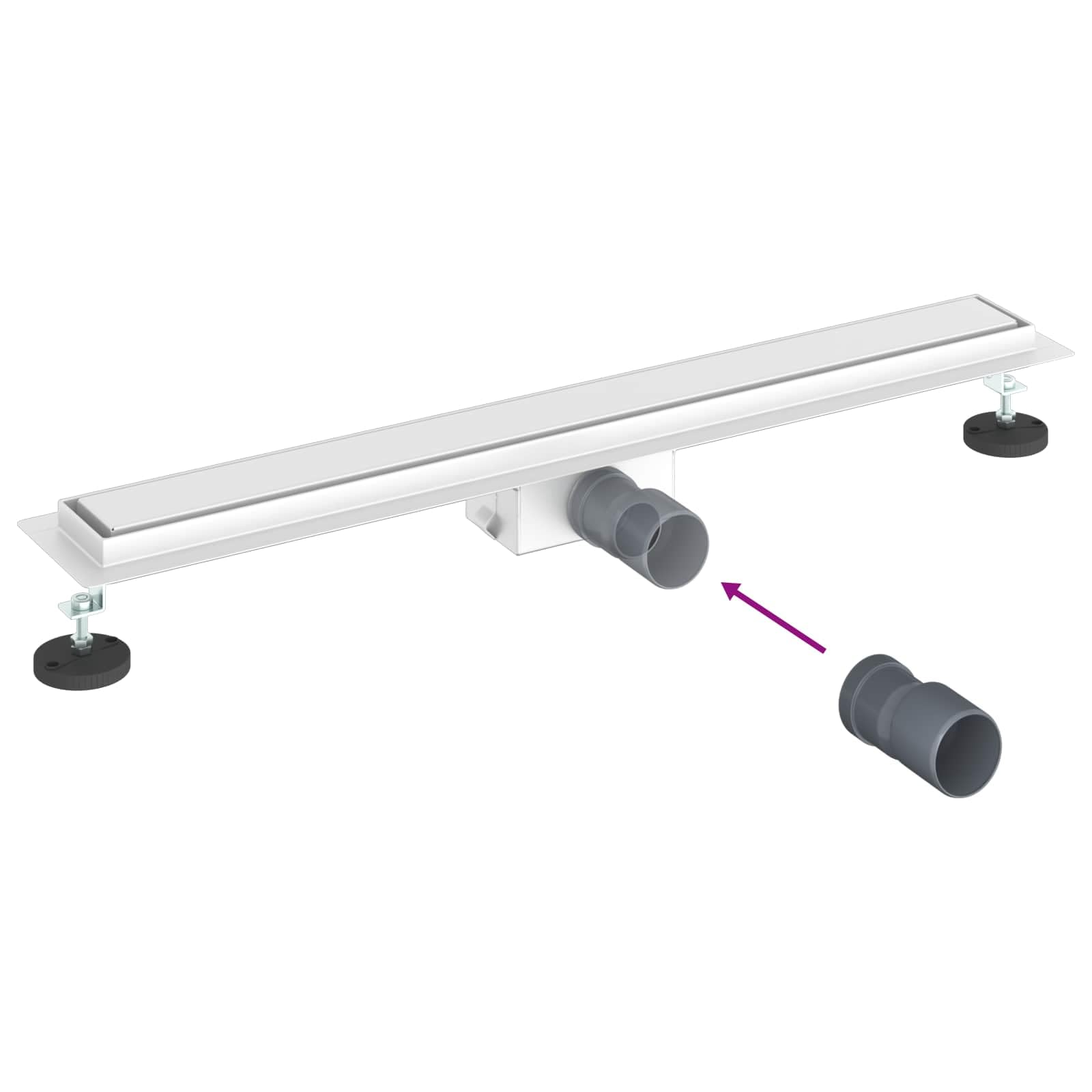 vidaXL Drenaggio Doccia 2 in 1 Argento 80 cm Acciaio Inox 304, Stile per Il Bagno, Scarico Doccia Moderno, Soluzione idraulica, Accessori per Il Controllo dell'Acqua